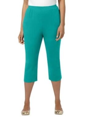CATHERINES  WOMEN PLUS SIZE 2x PETITE SUPREMA CAPRI PANTS TURQUOISE BLUE